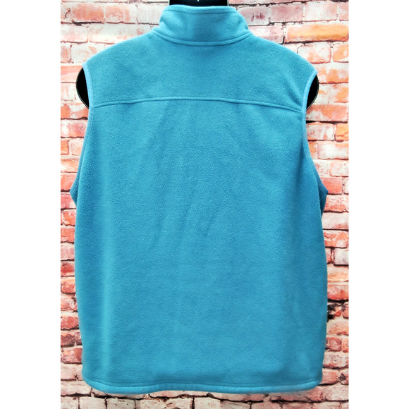 Vintage L.L. Bean Vest Mens Blue Fleece Logo Zipper Pockets Mock Neck Outdoor - Picture 2 of 7